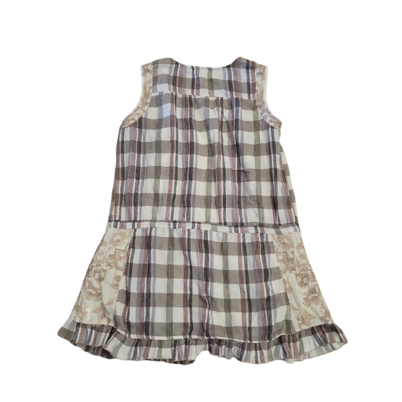 Mur Mur Women's plaid sleeveless button up tunic size M drawstring waist casual - Picture 2 of 7